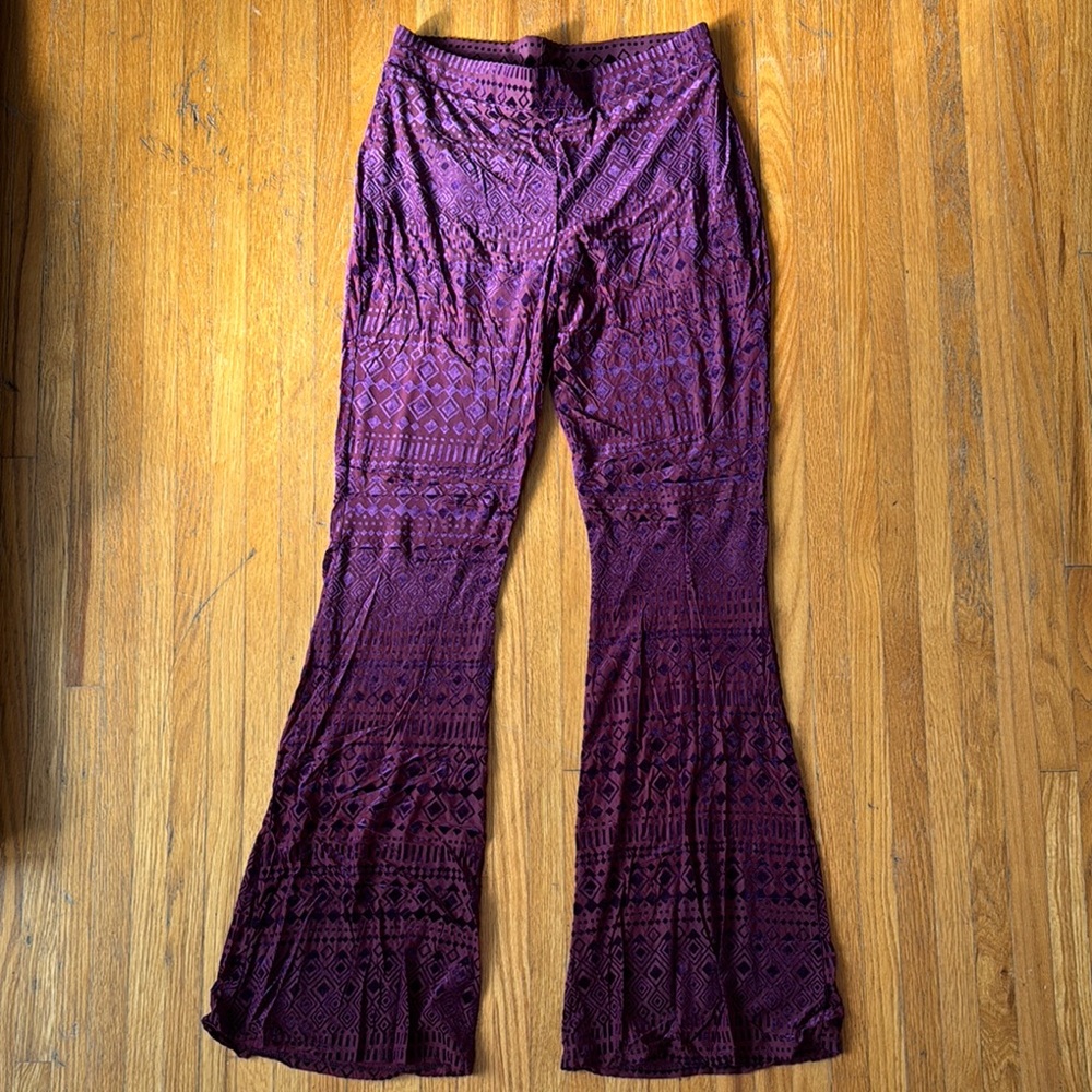 Women's Free People Purple Lace Flare Pants